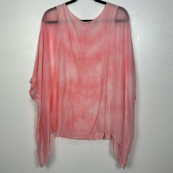 Tempo Paris Pink Tie Dye Flowy Boho Two-Layer Blouse Top Size M - Picture 3 of 6